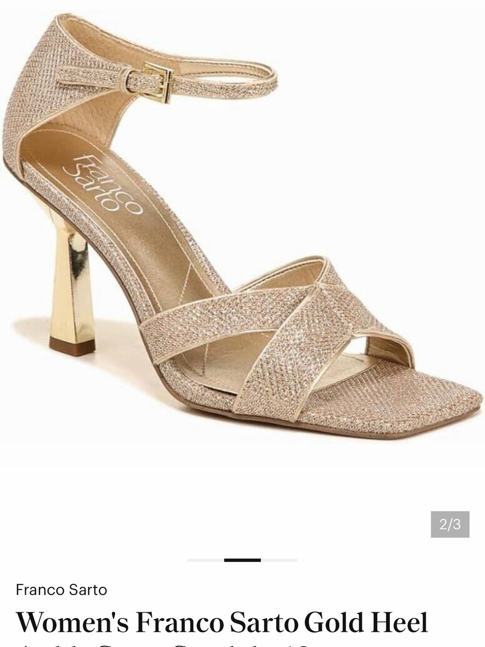 Franco Sarto Champagne Gold Ankle-Strap Heels